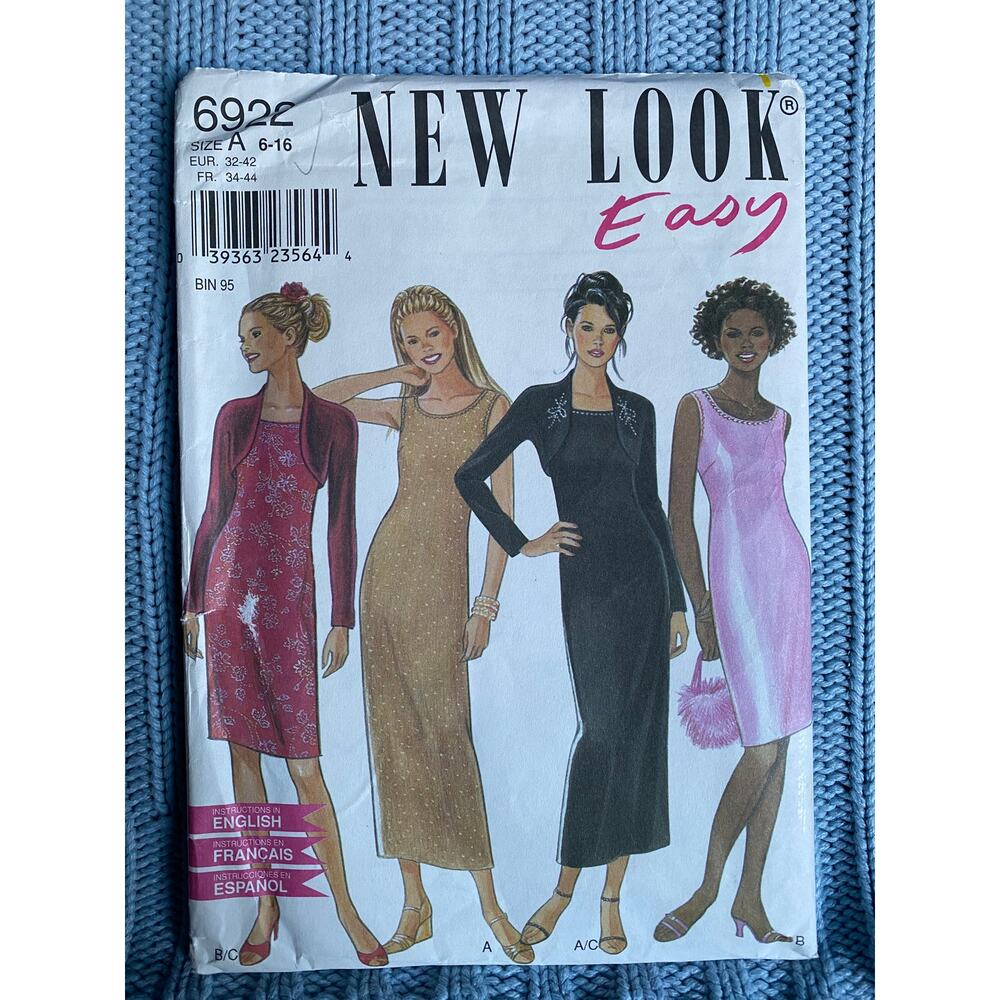 Simplicity 6922 Sewing pattern sheath dress bolero y2k size 6-16
